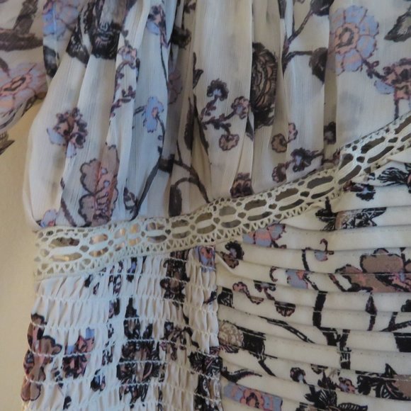 FREE PEOPLE Brunch Date Sheer Bodysuit in Floral Ivory Combo - Size S NWT - Picture 7 of 16